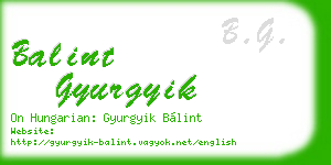 balint gyurgyik business card